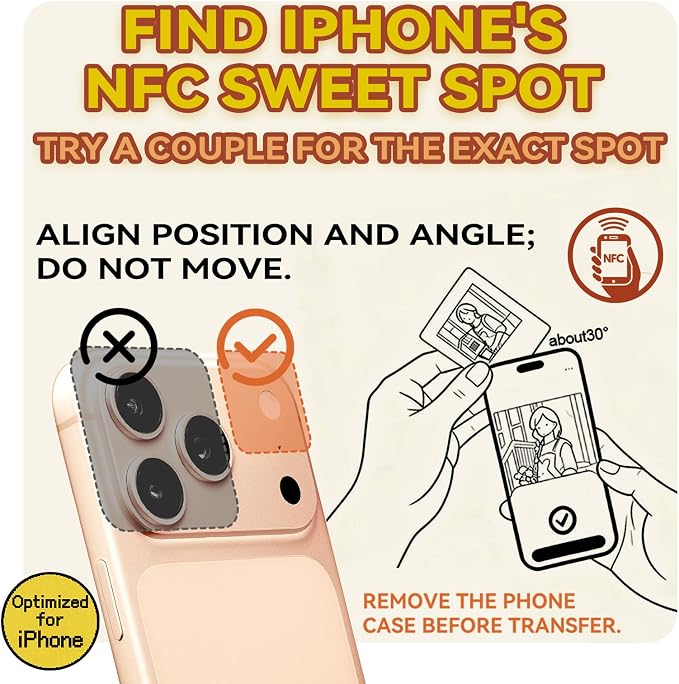 E-Paper Fridge Magnet Classic Plus, Battery Free E-Ink Photo Display, Wireless NFC Smart Frame, Phone Control Acrylic Memo Board Home Travel Party Gift, Compatible iPhone13&Newer(Yellow)