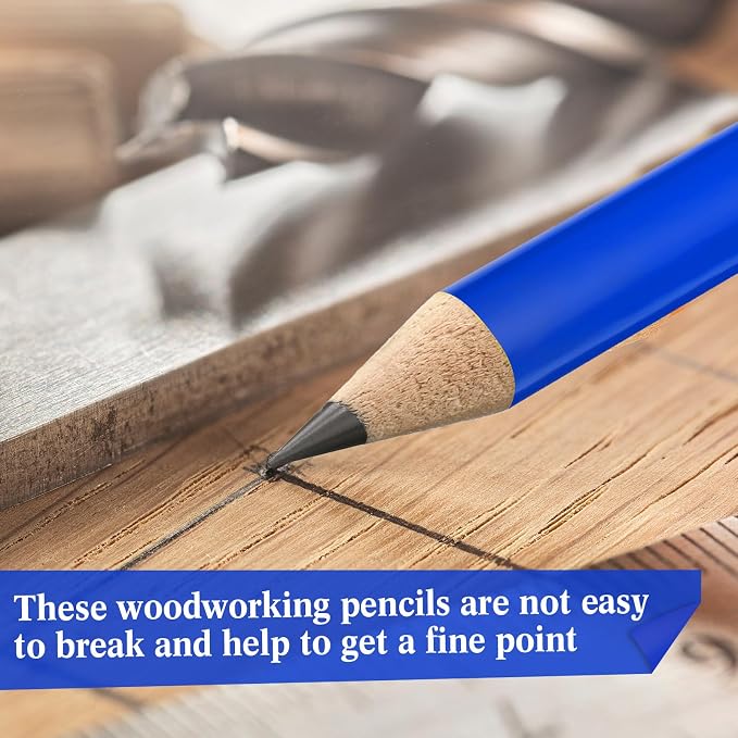 Fainne 48 Pcs Jumbo Pencil, Wooden Pencil with Black Core for Carpenters Construction Workers Woodworkers Framers Beginners Students Teachers DIY Project (Blue,Round)
