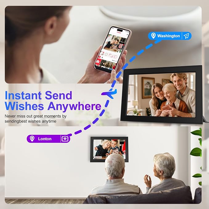 Frameo 10.1 Inch Digital Picture Frames Smart WiFi Digital Photo Frame with 1280x800 IPS Touch Screen HD, 32GB Memory, Auto-Rotate, Wall Mountable, Share Moments Instantly via Frameo App from Anywhere