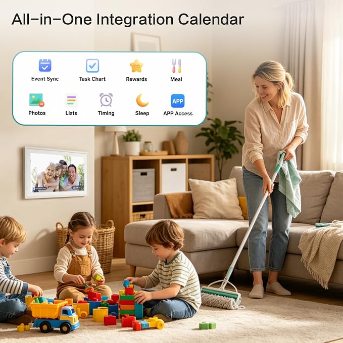 15.6" Digital Calendar Electronic Calendar for Chore Chart - Touchscreen Interactive Smart Display, Meal Planner, Auto-Sync Online iCloud Outlook, Digital Photo Frame, Wall Mountable Gifts for Mom Dad