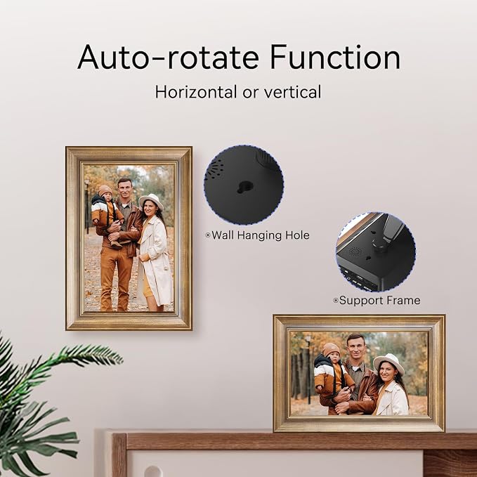 10.1 Inch WiFi Digital Picture Frame, Smart Digital Photo Frame with 1280x800 IPS HD Touchscreen, Instant Wireless Photo & Video Sharing via App, Electronic Picture Frame for Family