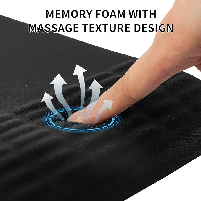Ergonomic Mouse Pad with Wrist Rest Set, Super Soft Memory Foam Relief-Pain for Computer Keyboard, Non-Slip Arm Palm Rests Cushion PU Base for Office and Home (Classic Black)