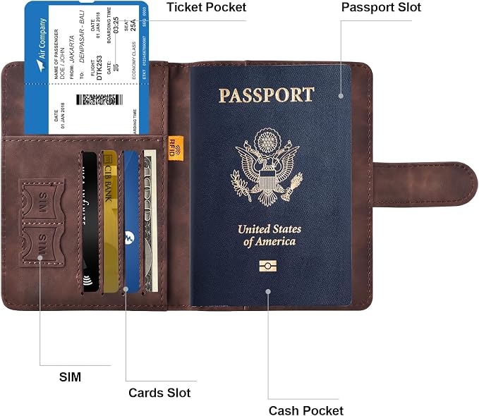 Passport Holder for Travel Women and Men RFID Passport Holder with Card Slots Holder Passport Case Passport cover Passport Wallet Travel Essentials and Accessories