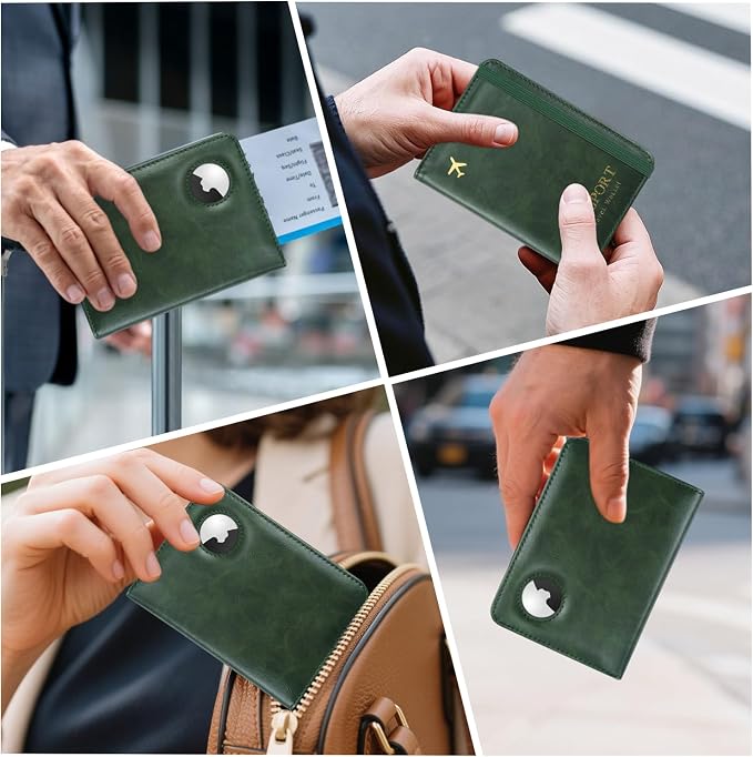ILIYAH-Passport Cover-Passport Holder Travel Wallet-RFID Blocking Passport Case Travel Accessories Card Holder Wallet Unisex Travel Gifts (Pure Green)