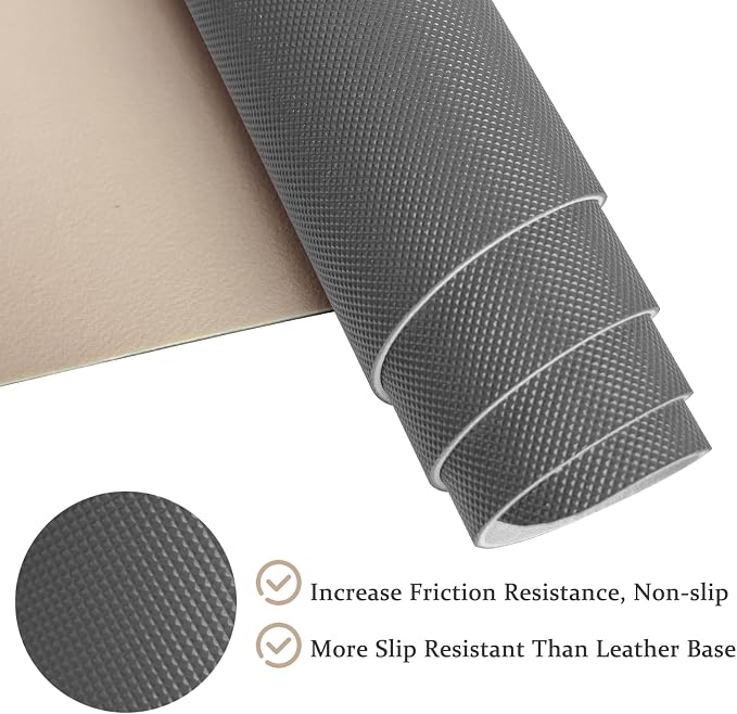 Leather Desk Pad Mat, Beige Desk Mat, 23.6" x 13.7" | Non-slip and Waterproof Computer Mat, Desk Protector for Office/Home, Desk Accessories