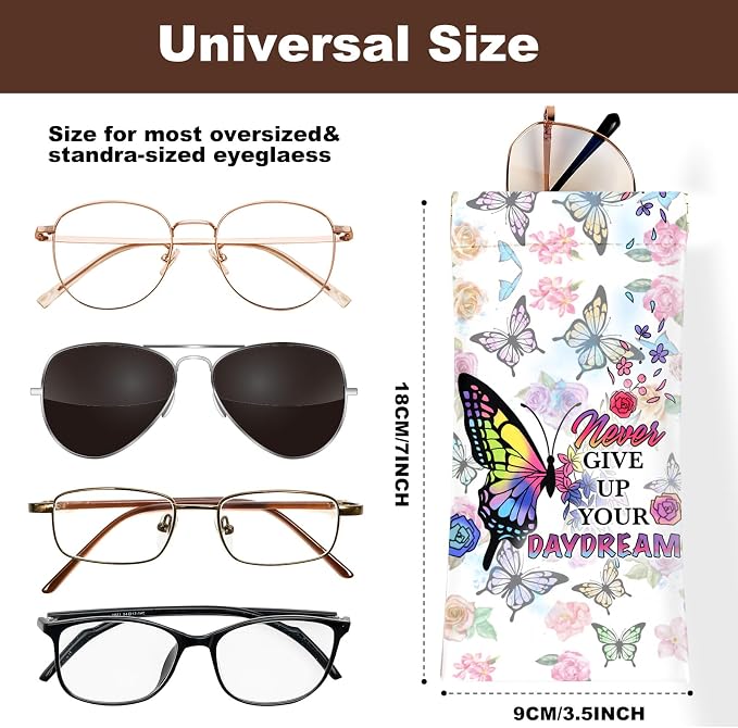 Anikathy 2Pcs Sunglass Eyeglass Glasses Case Soft PU Leather with Cleaning Cloth Cute Glasses Pouch Bag for Men Women Girs