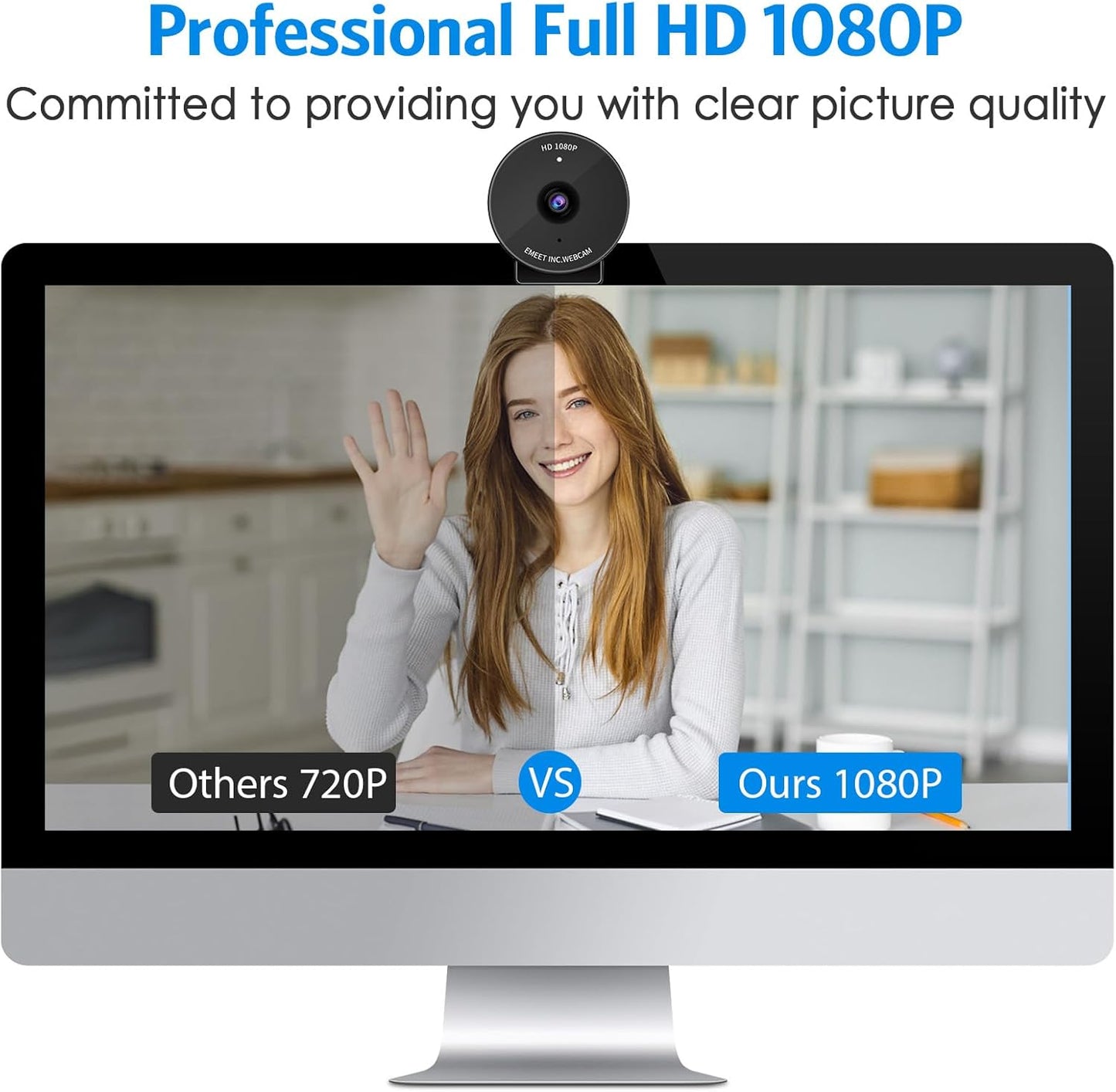 EMEET C950 Webcam for PC, 1080P Webcam with Microphone&Privacy Cover, Auto Light Correction, 70° FOV for Personal Use, Plug&Play Web Cam Protect Data, Perfect for Office Professionals&Remote Workers