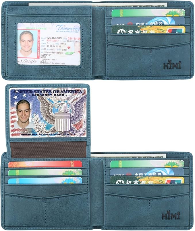 HIMI Wallet for Men-Genuine Leather RFID Blocking Bifold Stylish Wallet With 2 ID Window