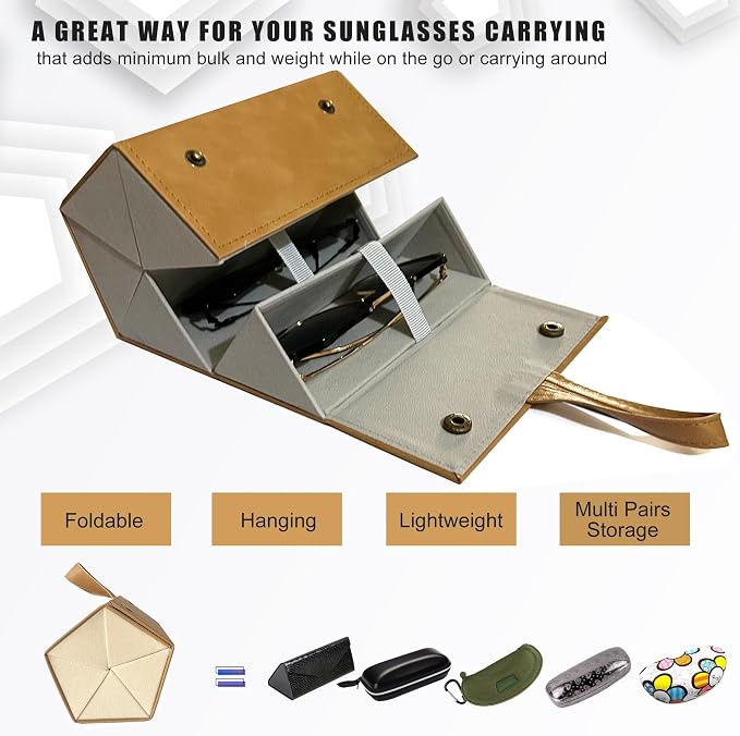 Longjet Sunglasses Organizer Travel Glasses Case 5 Slots Multiple Pairs Eyeglasses Storage Box Hanging Eyewear Holder