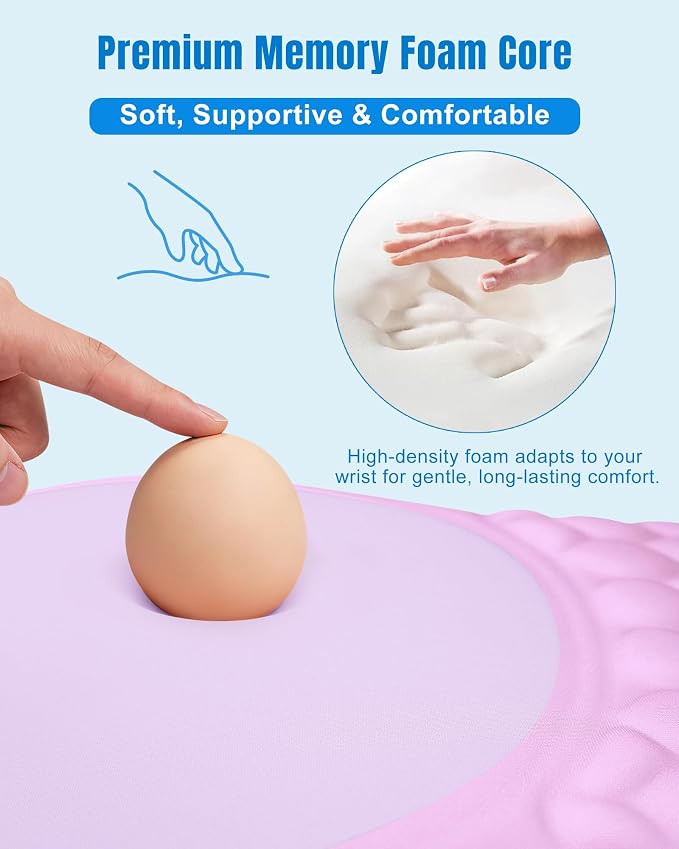 Ergonomic Mouse Pad with Sloped Memory Foam Wrist Rest | 3D Textured Wrist Cushion, Smooth Lycra Surface, Non-Slip PU Base, Comfortable Support for Office/Home Computer Desks
