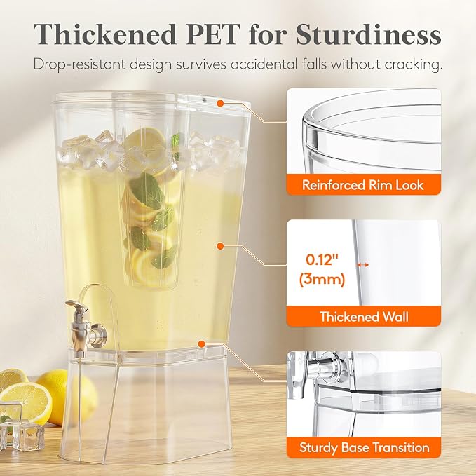 Lifewit 3 Gallon Drink Dispenser for Parties, Large Plastic Beverage Container with Fruit Infuser & Leak-Proof Spigot, BPA Free Water Pitcher for Juice/Tea/Lemonade - Ideal for Bar & Outdoor, 2 Pcs