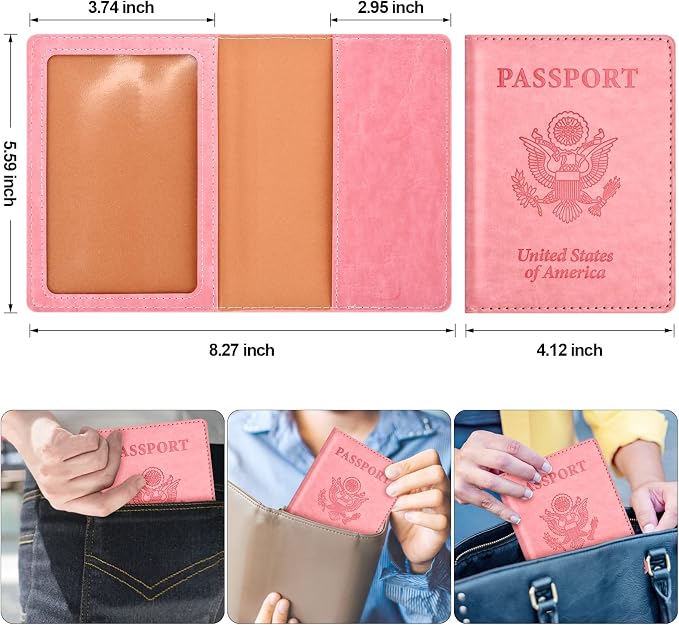Eoehro Passport Holder for Travel Essentials-2Pack, Passport Wallet Cover Case for Travel Must Haves Accessories,Passport Book Holders for Women and Men