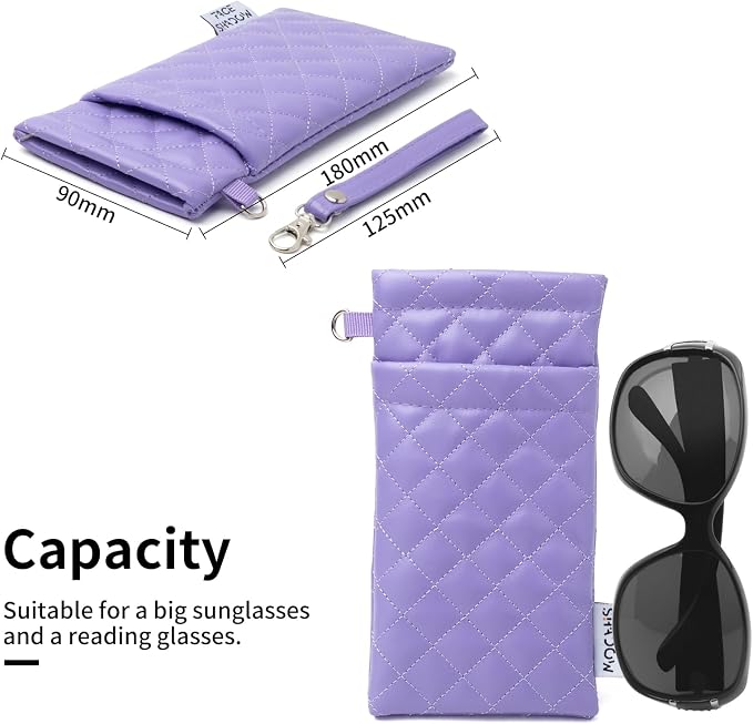 Face Shadow Double Glasses Case Soft Eyeglass Case For Women Men Squeeze Top Sunglasses Case With Cleaning Cloth