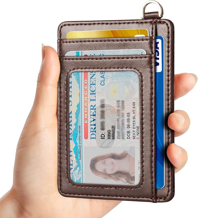 Slim Minimalist Front Pocket Wallet, RFID Blocking Credit Card Holder Wallet with Detachable D-Shackle for Men Women