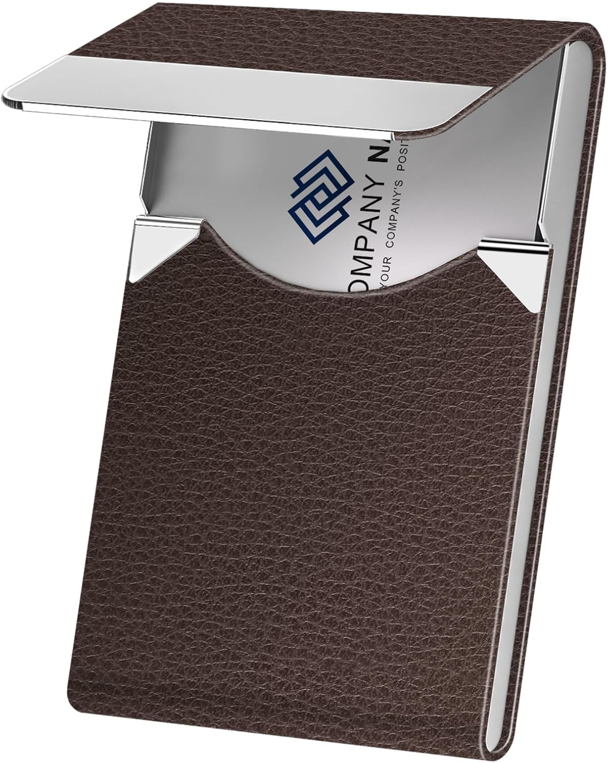 Business Card Holder with Ultra Slim Design, Business Card Case with Premium PU Leather, Suit Pocket Metal Card Holder for Women/Men, Magnetic Closure Quick Access Cards