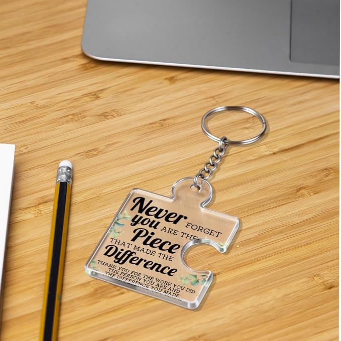 Team Appreciation Gifts Bulk Thank You Keychains for Coworkers | Gift Set for Employee, Staff, Teachers, Teamwork Puzzle Piece Keyring, Acrylic