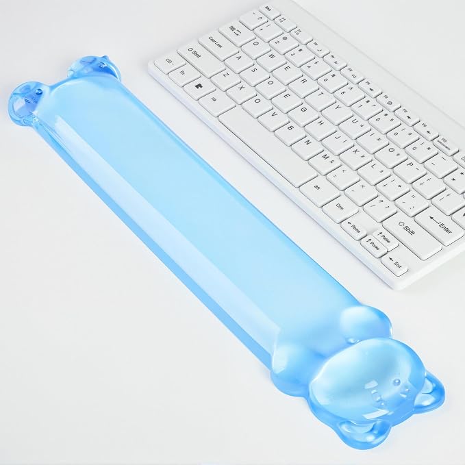 Clear Gel Keyboard Wrist Rest, Bear-Shape Wrist Rest, Ergonomic Wrist Rest for Computer Keyboard 60%/75% (Blue)