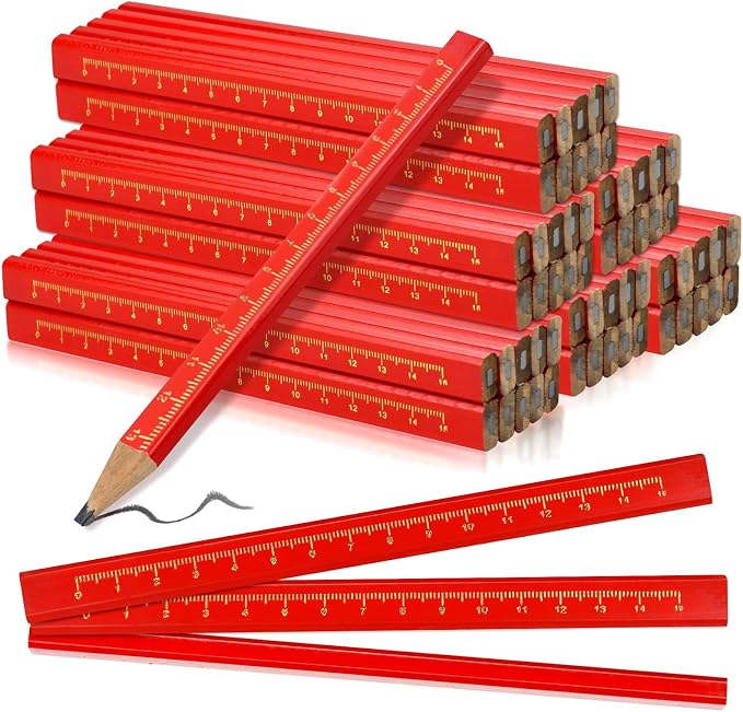 60 Pcs Pcs Carpenter Pencils, Octagonal Hard Black Carpenter Pencils for Woodworking Marking & Construction Plans