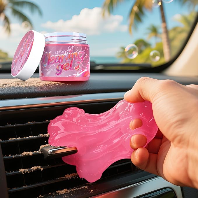 ASFSKY Car Cleaning Gel, Watermelon | Cleaning Putty for Car Interior, Keyboard Dust Remover, Universal Cleaning Gel, Red, 1 Pack