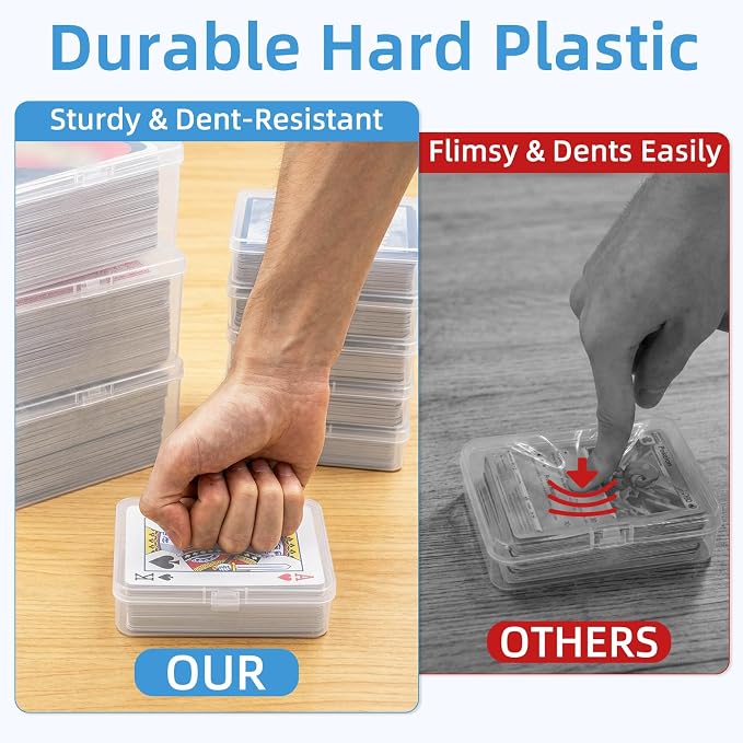 neotidy Playing Card Storage Box Set of 12, Clear Plastic Playing Card Cases Organizer with Snap Lid, Mixed Sizes Card Game Storage for UN* Cards, Standard Decks, Trading Cards, Card Game Holder Case