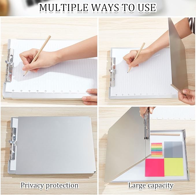 Henoyso 1 Pcs Metal Storage Clipboard Bulk Heavy Duty Aluminum Clip Board for Teacher Contractor Medical Construction Office School Classroom, 12.6x9.2x1 Inch, Fit Letter Size 8.5x11 Inch Paper