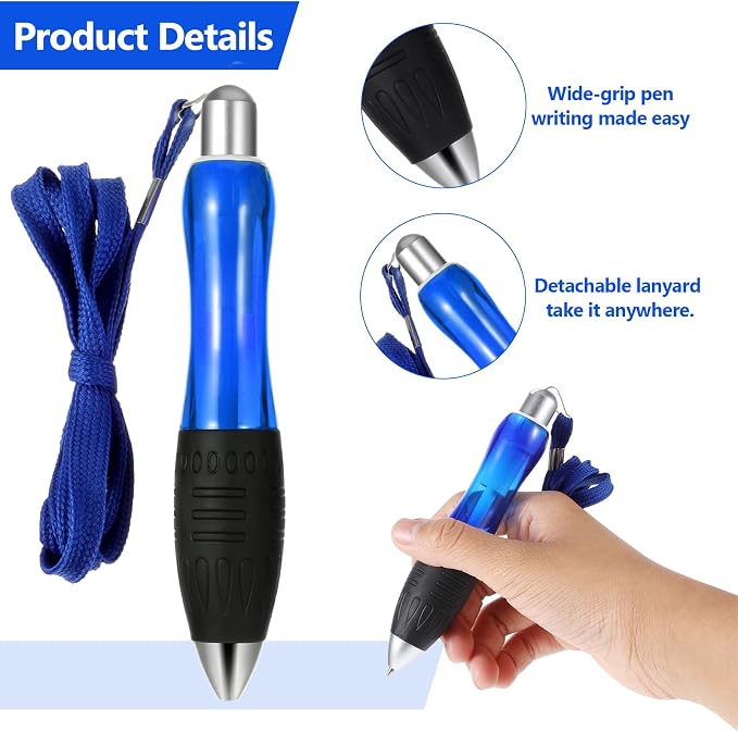 Sibba Heavy Weighted Ballpoint Pens 3 Pack Big Fat Pens with Refills - Wide Grip Assistive Writing Pens for Tremors, Carpal Tunnel, Weak Hands - Office & Home Use (Blue)
