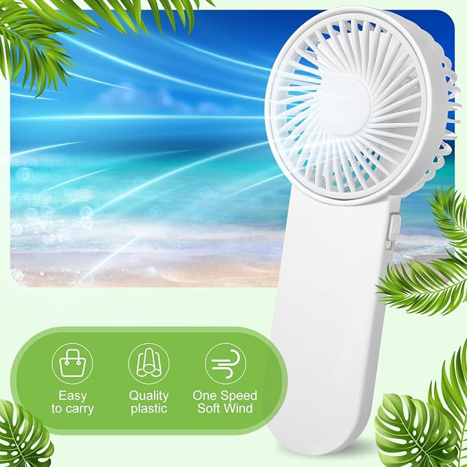 Sumind 6 Pcs Small Personal Portable Fan Mini Handheld Bulk 1 Speed Electric Cute Battery Powered for Neck Lash Makeup Women Men Travel Camping Indoor Outdoor Summer (White)
