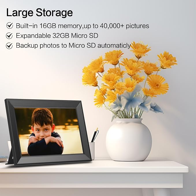 Frameo Digital Picture Frame, Smart WiFi Digital Photo Frame with 10.1 Inch HD IPS Touch Screen, Auto-Rotate, Send Pictures from Anywhere via Frameo App, Great Gift for Mom and Women