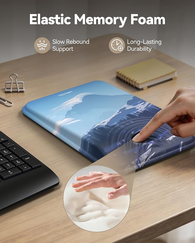 TECKNET Ergonomic Mouse Pad with Wrist Rest, Comfortable Relieves Pain | Built-in Memory Foam and Ergonomic Slope Design Relieves Carpal Tunnel Syndrome Pain, Mousepad for Office Gaming