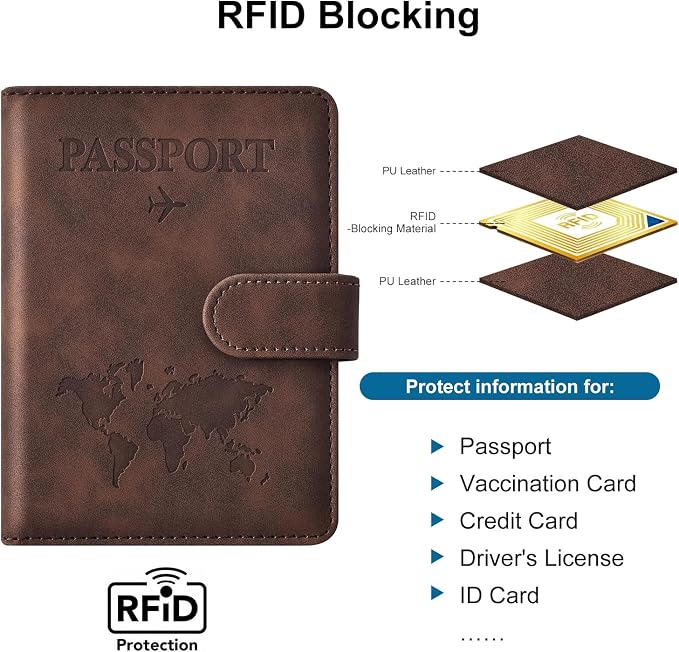Passport Holder for Travel Women and Men RFID Passport Holder with Card Slots Holder Passport Case Passport cover Passport Wallet Travel Essentials and Accessories