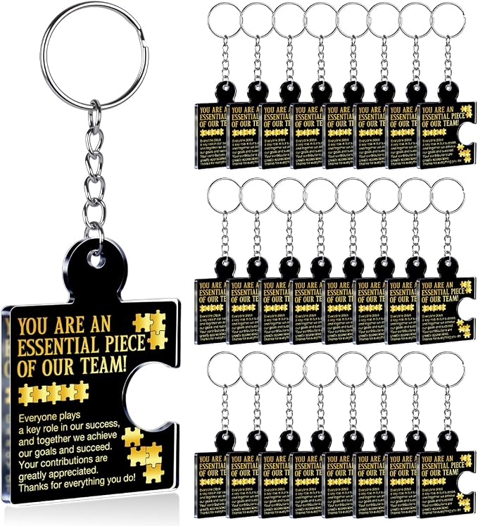 Team Appreciation Gifts Bulk Thank You Keychains for Coworkers | Gift Set for Employee, Staff, Teachers, Teamwork Puzzle Piece Keyring, Acrylic