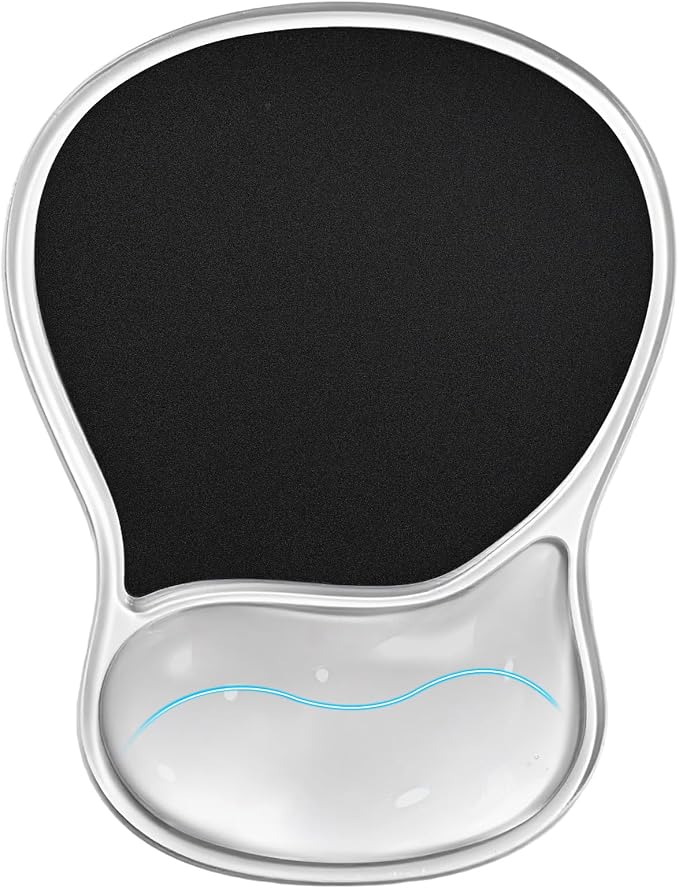 EooCoo Ergonomic Waterproof Mouse Pad with Gel Wrist Rest Support | Middle Concave Design for Natural Wrist Alignment, Non-Slip Base Mousepad, Carpal Tunnel Relief, Office Desk Accessories