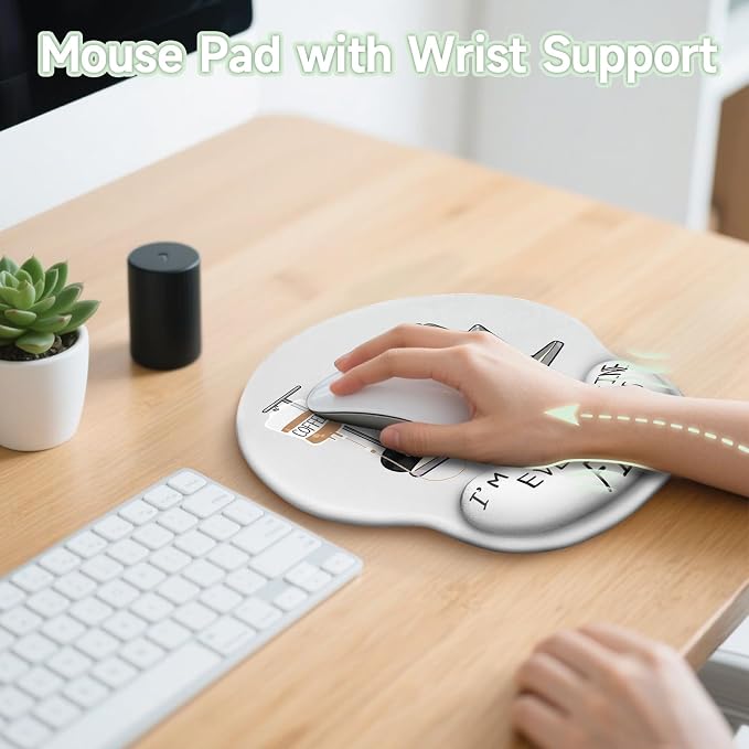 LIMKRIAN Funny Ergonomic Mouse Pad with Wrist Rest, Cat Desk Decor Gifts | Comfort Wrist Support, Cooling Gel Eases Wrist Pain, Non-Slip PU Base, Gaming Computer Cute Office Desk Accessories Supplies