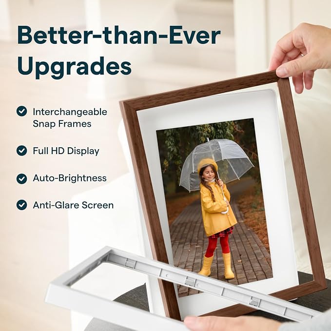 Skylight Digital Picture Frame 2 – 10" Full HD Wi-Fi Touch Screen, 16GB Digital Photo Frame, Load Photos & Videos Directly from Phone, Anti-Glare – Ideal for Personalized Gifting, Classic White