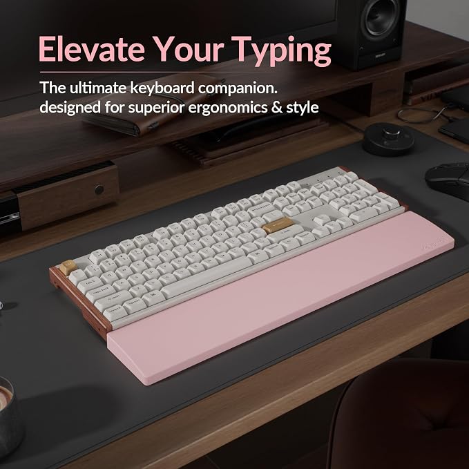 Keychron Silicone Wrist & Palm Rest, 17.6" Full Size for K10 Pro / K10 Max, Q6/V6 Series (Pro/Max/Ultra/HE), Washable, Non-Slip Base, Typing Support, Light Pink