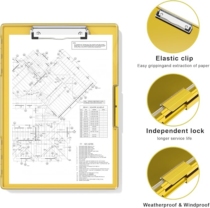 Hongri Clipboard with Storage, Yellow 8.5 x 11 Clip Board, Dual Compartmen | Folder Nursing Side Opening, Heavy Duty Organization Box, Smooth Writing for Teachers, Classroom, Size 13.3 x 9.4 x 1.5 in