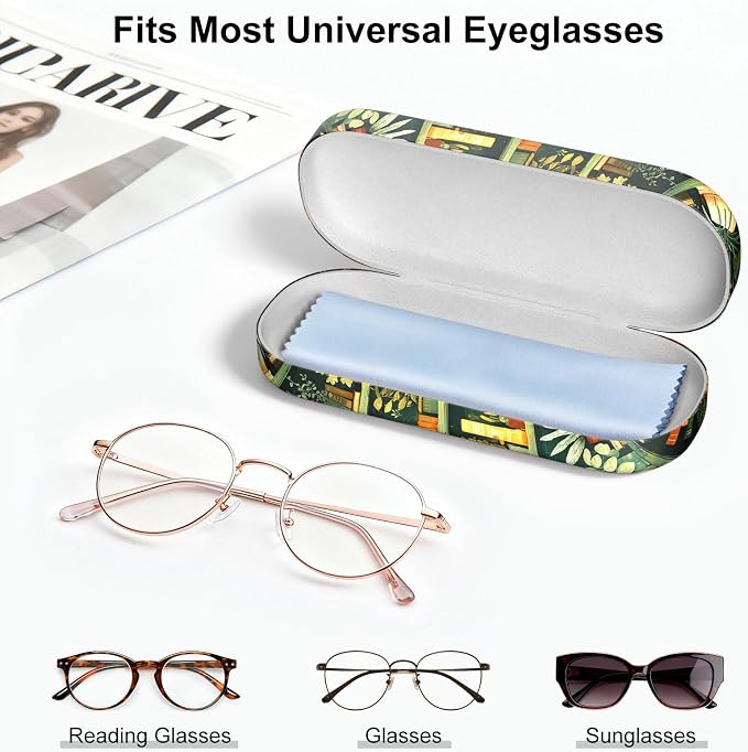 Hard Shell Leather Sunglasses Case,Classic Fashionable Cute Large Glasses Case for Women Men,Sunglass Eyeglasses