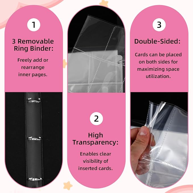 Ice Cream Drip Pattern Baseball Card Binder Waterproof Trading Card Binder Portable Collector Cardholder Album Case Gifts Baseball Cardholder for Boys Sports Game Supplies(900 Pocket,Pink)