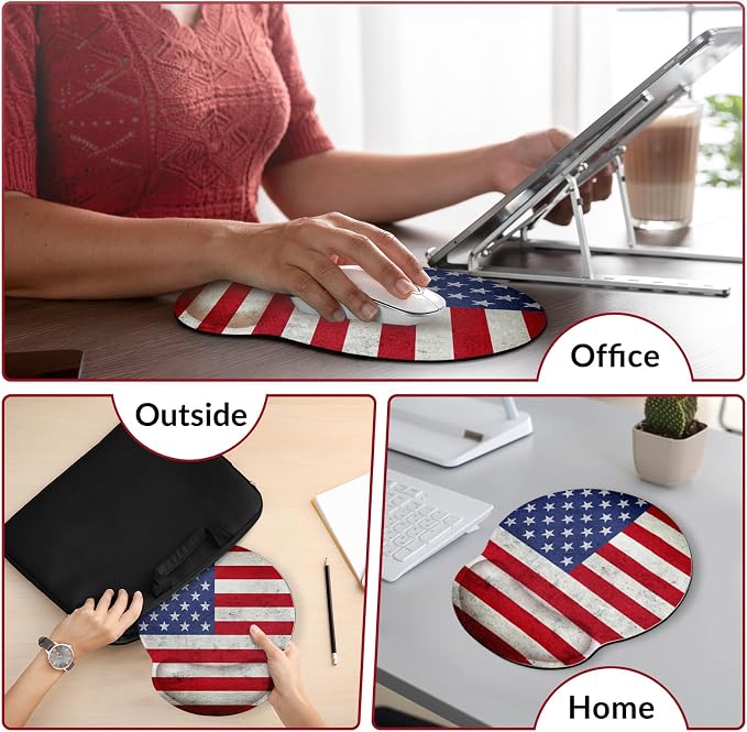 KONVINIT Ergonomic Mouse Pad with Wrist Rest, Small Mousepad with Non-Slip Rubber Base and Smooth Surface, Beach Mouse Pads for Desk, Office Desk Accessories