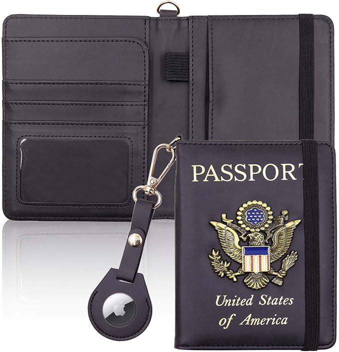 Cnycmy Passport Holder for travel,Passport-Wallet-Holder for Women, RFID Passport Holder with Slot Waterproof, PU Leather Travel Passport Case (black1)