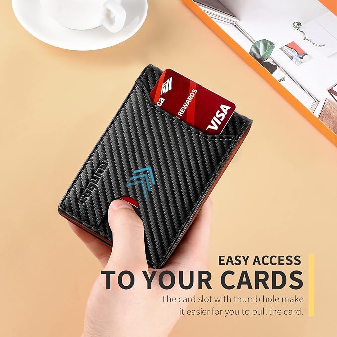 RUNBOX Wallet for Men, Slim Leather Bifold, RFID Blocking Card Holder | Minimalist Front Pocket Design, Credit Card Organizer, Holds 11 Cards, Large Capacity, Thin Profile, Birthday Gifts for Men