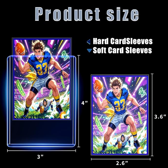 400 Card Sleeves Toploads for Cards,3" x 4" Baseball Card Protectors,Premium Standard Size Trading Hard Plastic Card Holder for Sports Football Cards(200 Hard Protectors +200 Soft Sleeves)
