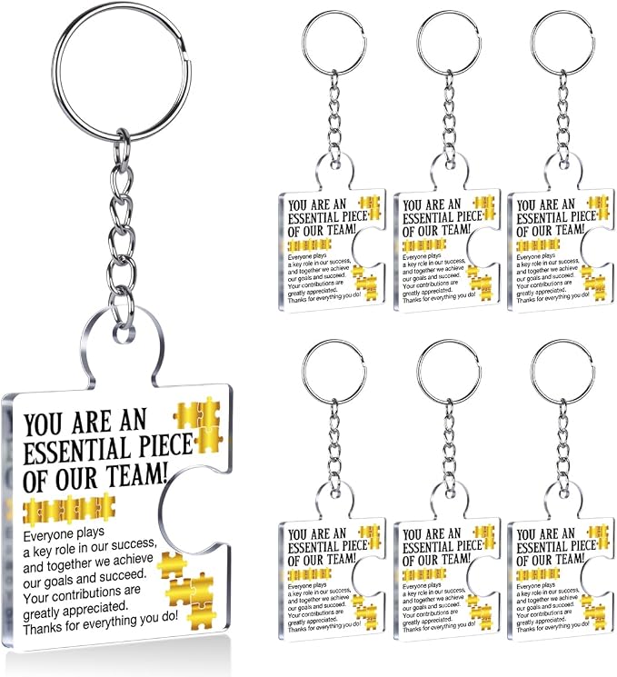 Team Appreciation Gifts Bulk Thank You Keychains for Coworkers | Gift Set for Employee, Staff, Teachers, Teamwork Puzzle Piece Keyring, Acrylic