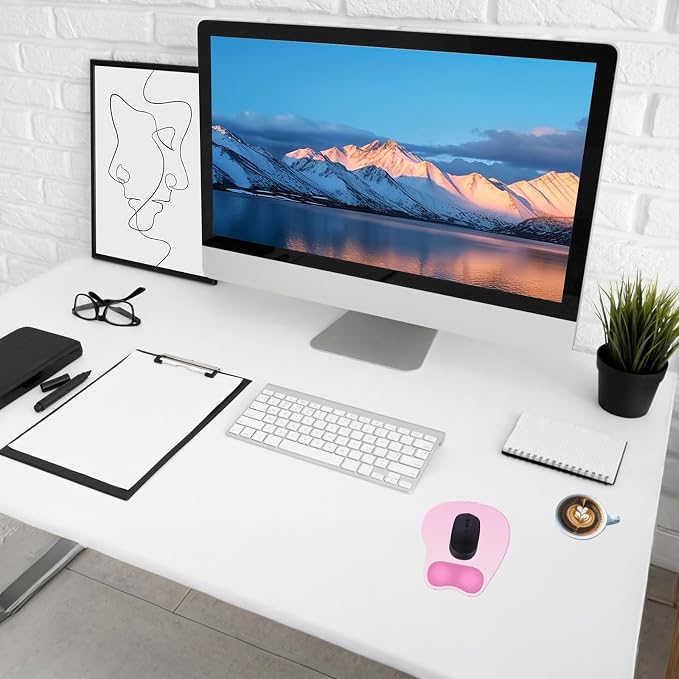 Ergonomic Mouse Pad,Non Slip Mousepad Wrist Rest Support for Office, Computer, Laptop & Mac(A-Warm Pink)
