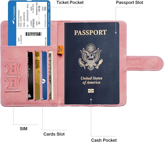 Passport Holder for Travel Women and Men RFID Passport Holder with Card Slots Holder Passport Case Passport cover Passport Wallet Travel Essentials and Accessories