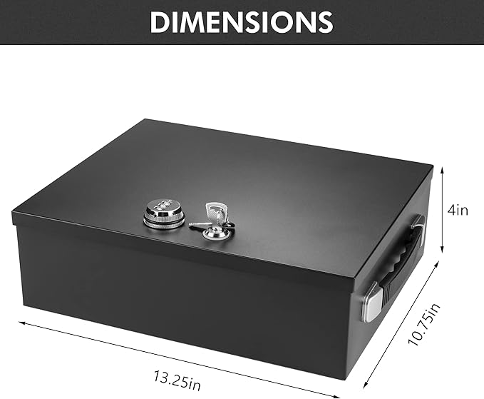 Fire Retardant Strong Box, Dual Combination and Key Lock Security Chest