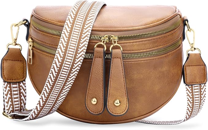 KKXIU Crossbody Bags for Women Vegan Leather Travel Bum Bag | Trendy Fanny Waist Pack | Shoulder Purse with Adjustable Strap