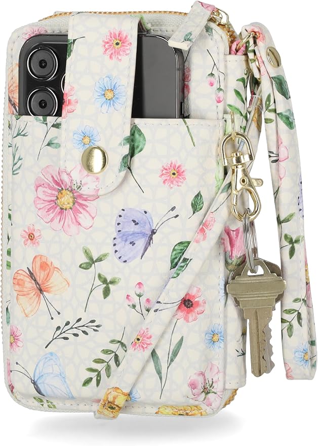 Mundi Jacqui RFID Crossbody Wallet for Women, Vegan Leather Small Travel Handbag with Phone Holder, Compact Organizer with Card Slots and Adjustable Strap, Vacation Purse in