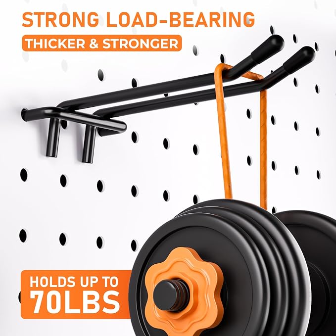 INCLY 176PCS Black Pegboard Hooks with Peg Locks, 1/4" Heavy Duty Metal | Peg Board Hooks Assortment, With Peg Locks, Pegboard Accessories Organizer Kit, For Garage Wall Organizer Hanging Tools