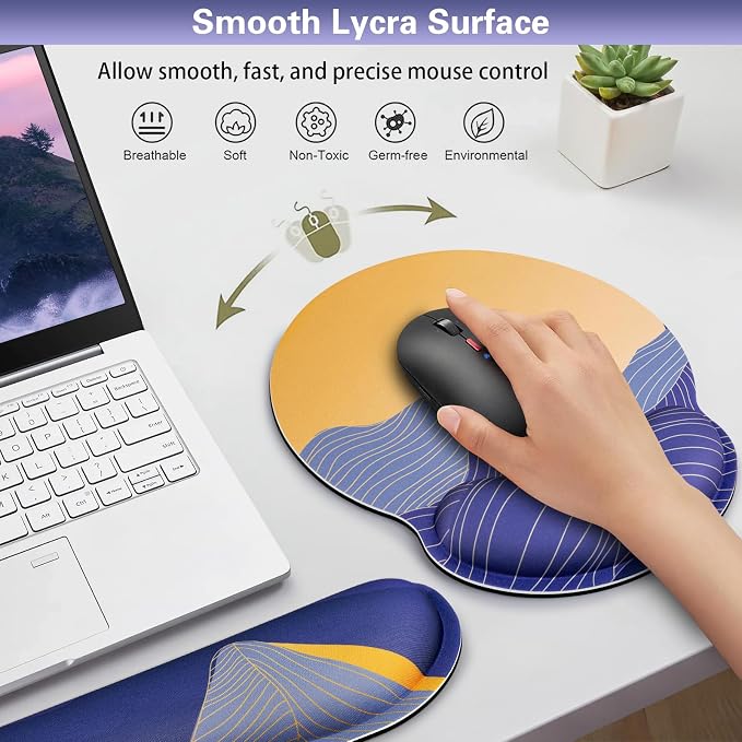 Ergonomic Keyboard Wrist Rest, Mouse Pad with Wrist Rest Anime | Cat Gaming Mousepad with Wrist Support, Memory Foam Wrist Rest Set for Computer Keyboard, Funny Cute Office Desk Accessories